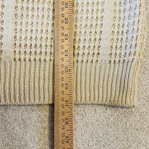 Vintage Saturdays Cream Knit Crew Neck Sweater Medium Acrylic Pullover 80s 1988 - Picture 5 of 8